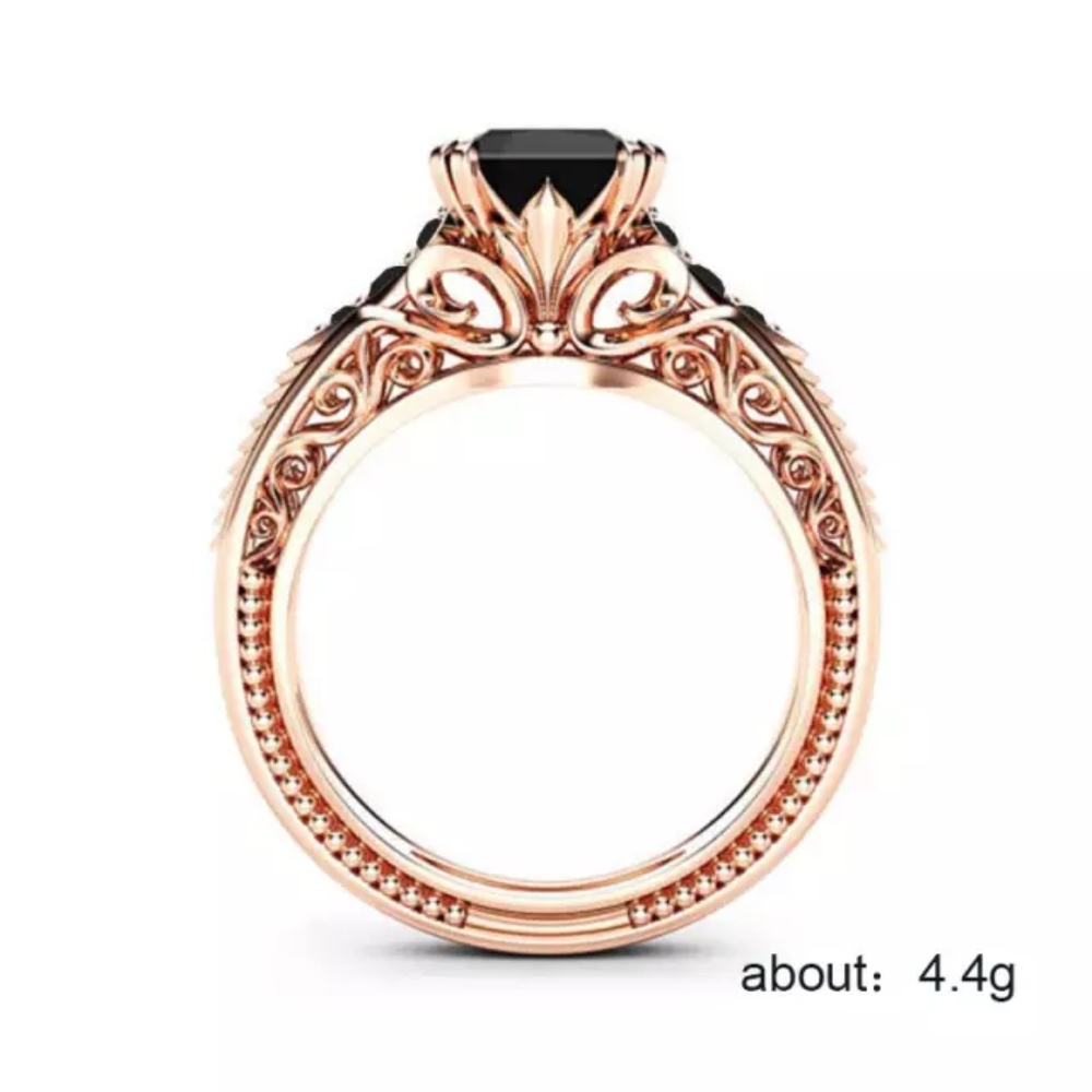New Rose Gold Plated Black Sapphire Ring - Picture 4 of 5